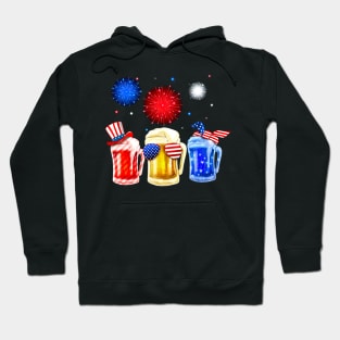 Beer Party Patriotic Red Blue Happy Independence Day Hoodie